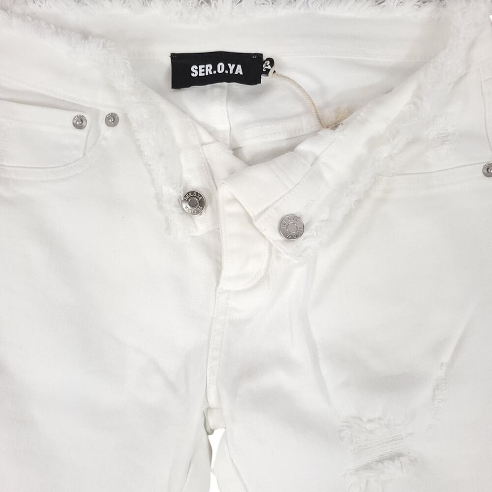 Ser.o.ya Olivia Mid Rise Flare Jeans White - Picture 6 of 15